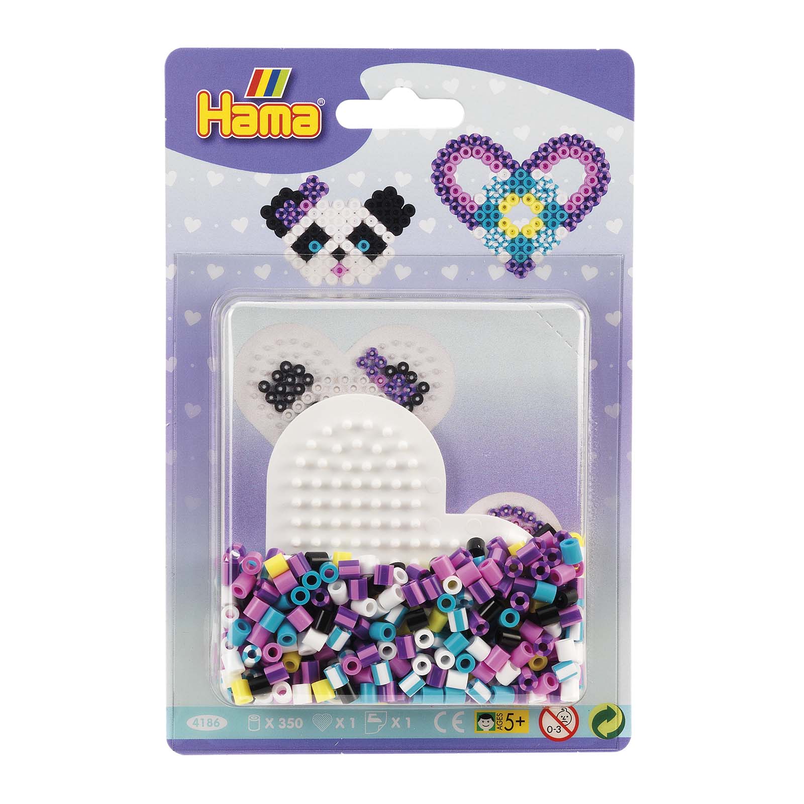 HAMA STRIJKKRALEN BLISTER PACK PANDA + HART 350 STUKS