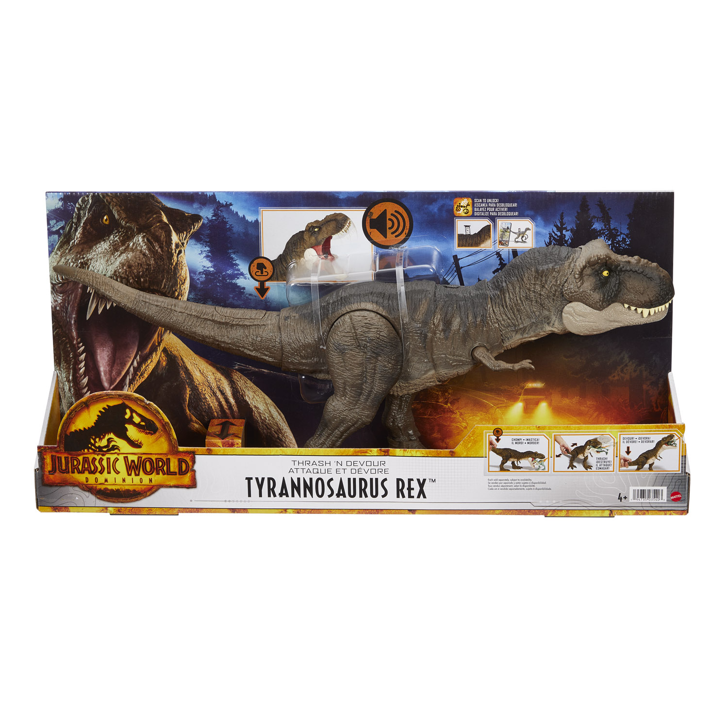 JURASSIC WORLD THRASH 'N DEVOUR TYRANNOSAURUS REX FIGURE