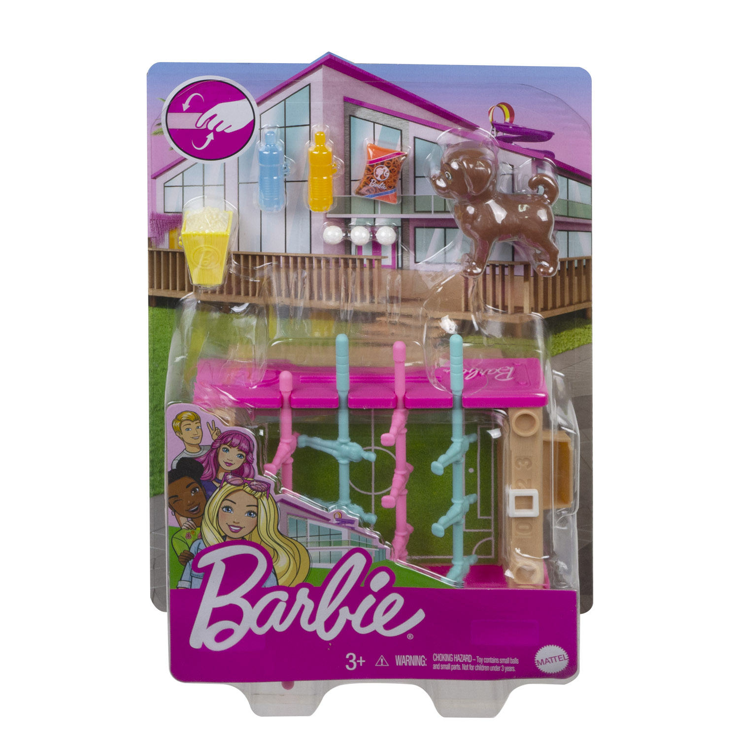 BARBIE MINI PLAYSET VOETBALTAFEL MET HONDJE