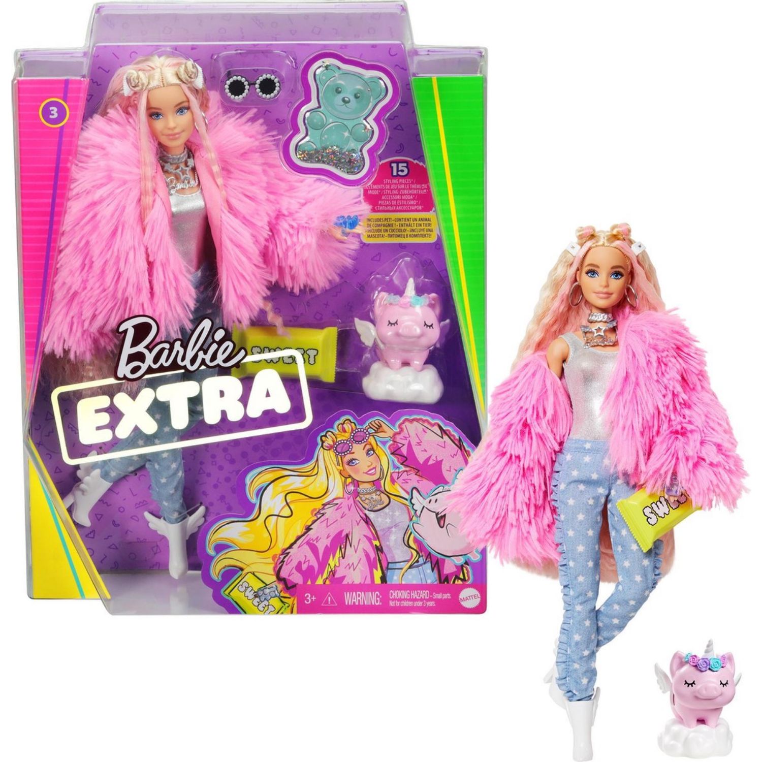 BARBIE EXTRA DOLL FLUFFY PINK JACKET