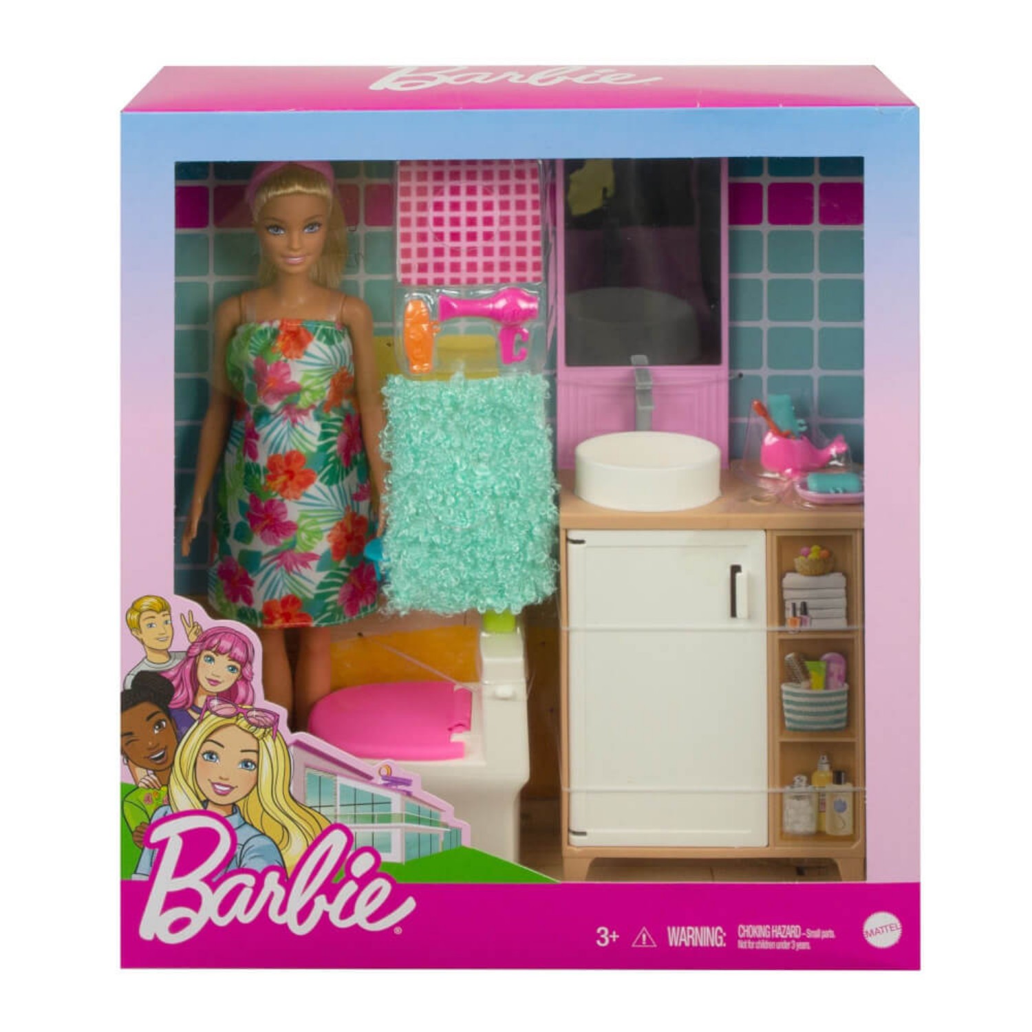 BARBIE SLAAPKAMER EN DOUCHE SPEELSET EN POP ASSORTI