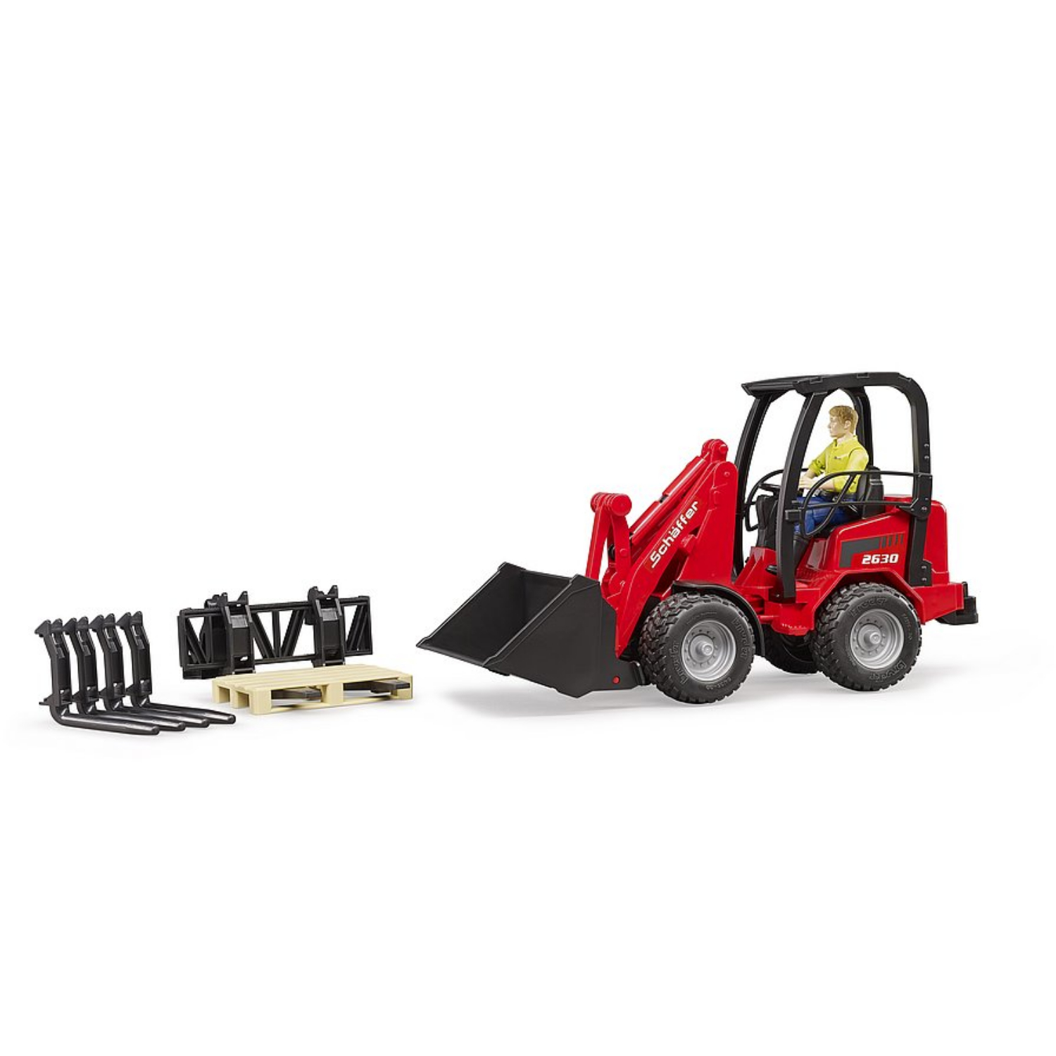 BRUDER SCHAEFFER 2630 SHOVEL MET VOORLADER EN ACCESSOIRES