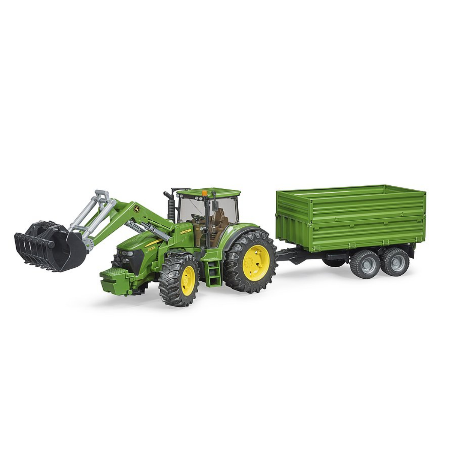 BRUDER TRACTOR JOHN DEERE MET AANHANGER