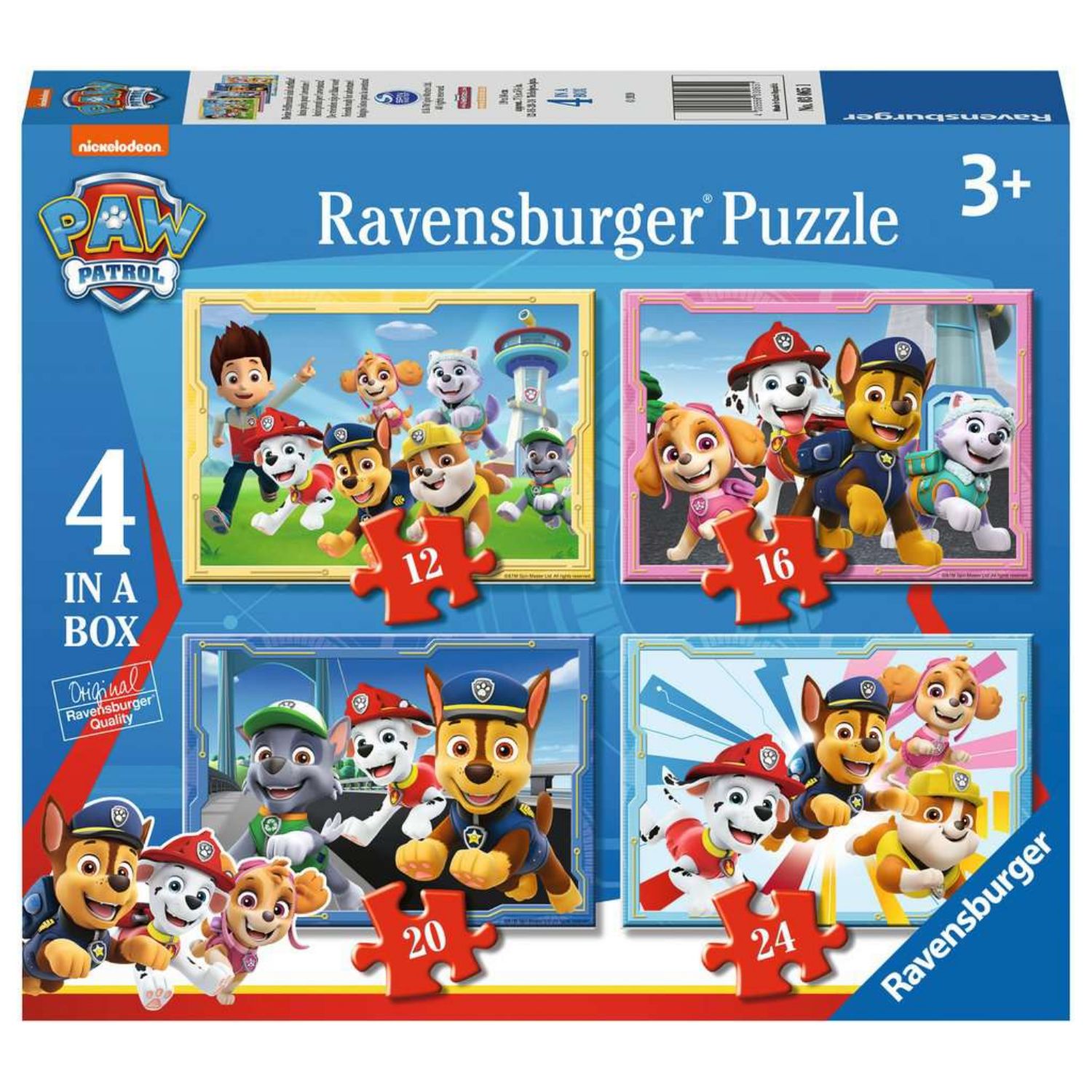 RAVENSBURGER PUZZEL PAW PATROL 12+16+20+24 STUKJES