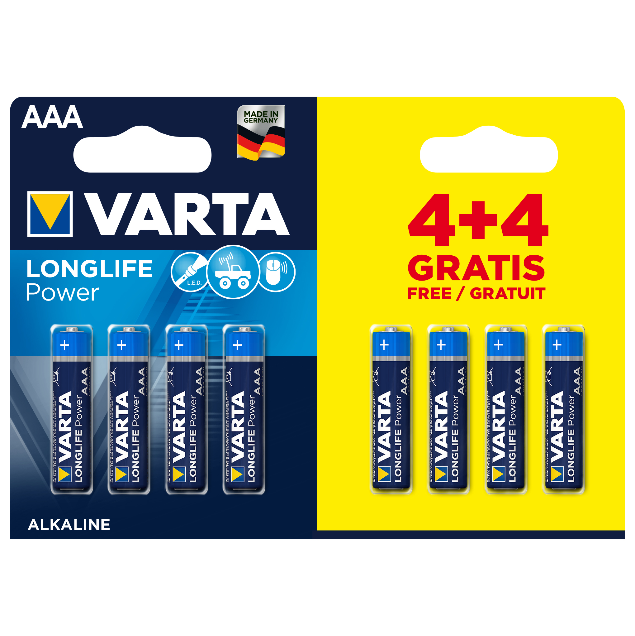 BATTERIJ VARTA AAA 4+4 ALKALINE LONGLIFE POWER