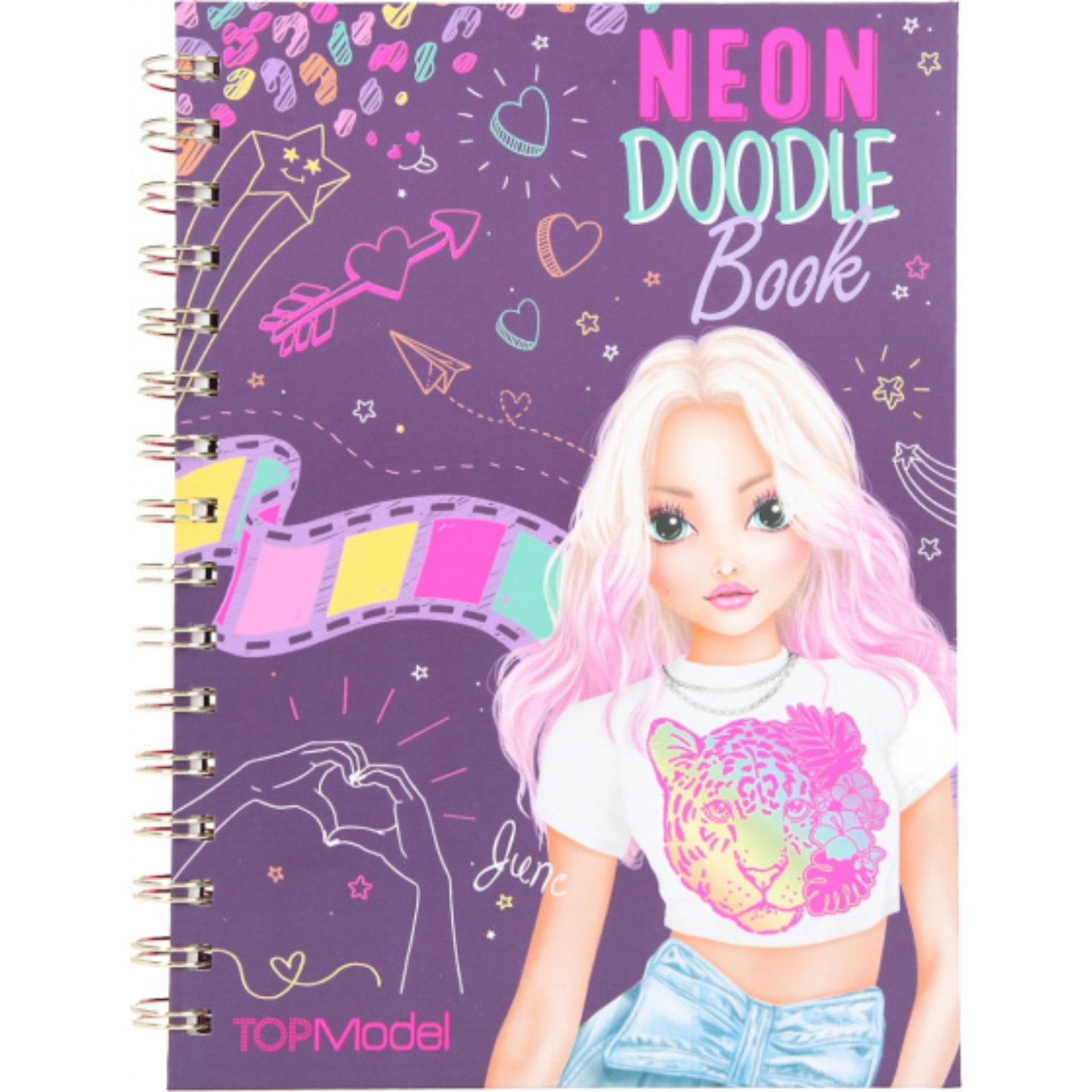 TOPMODEL NEON DOODLE KLEURBOEK MET STIFTEN