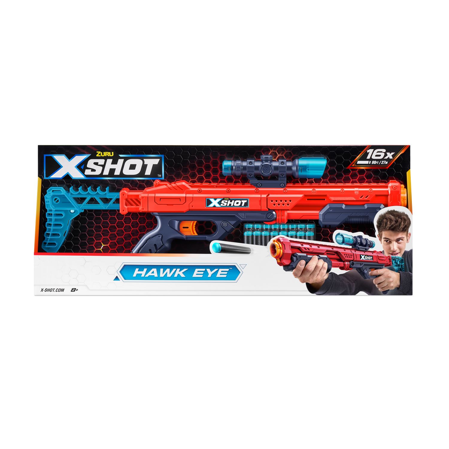 ZURU X-SHOT HAWK EYE BLASTER MET 16 DARTS