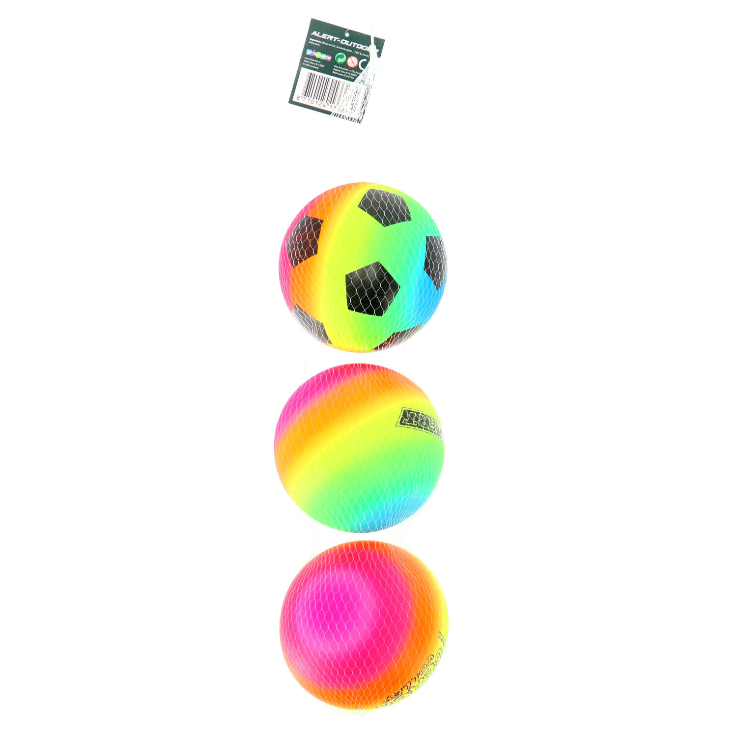 ALERT SPORT MINIVOETBAL 15 CM PVC REGENBOOG (3 STUKS)