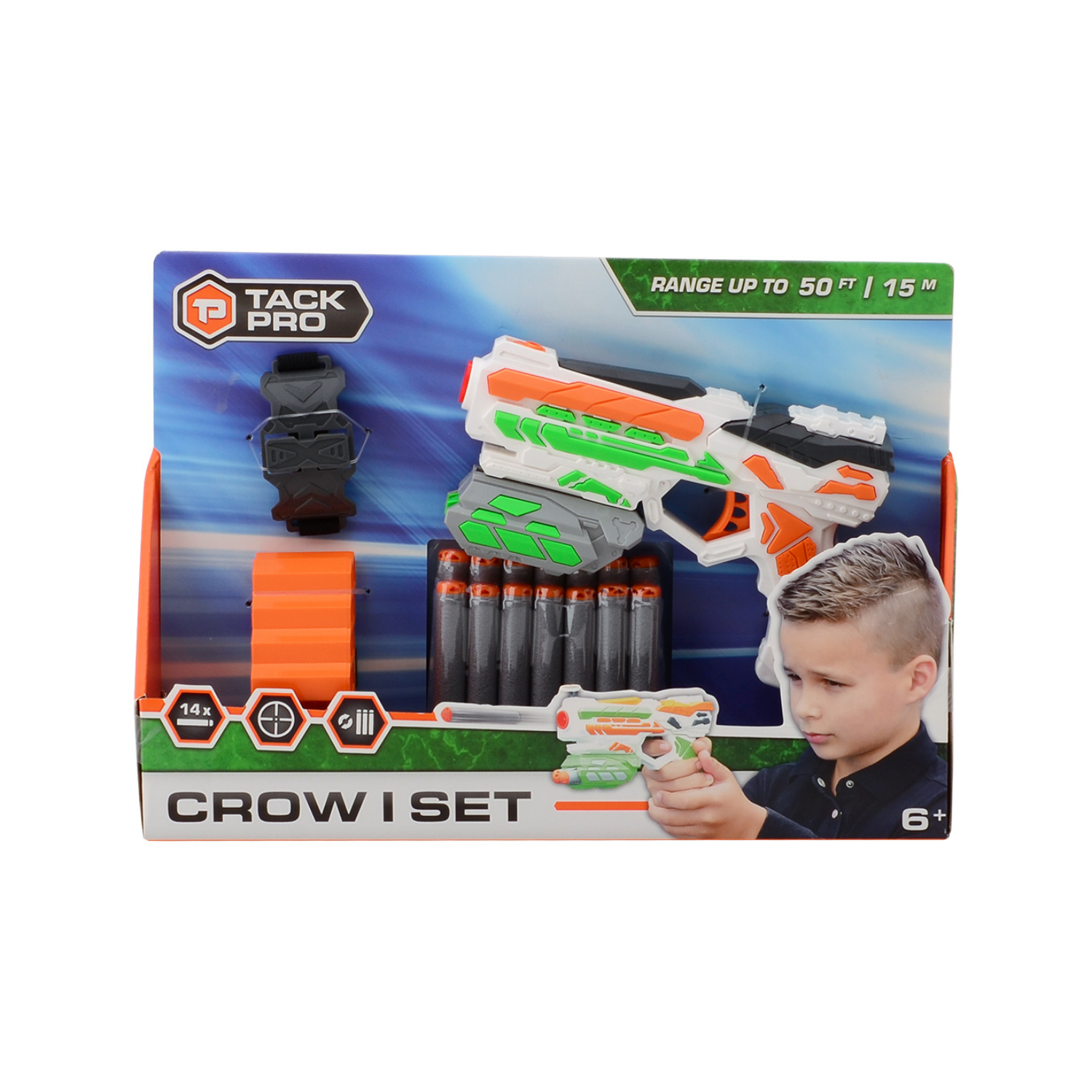 TACK PRO CROW I SET MET 14 DARTS EN ACCESSOIRES 18 CM