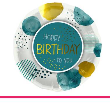 FOLIEBALLON BIRTHDAY TEAL GOUD