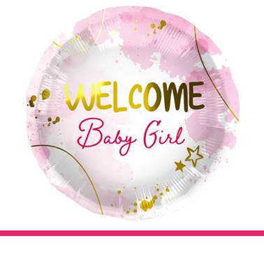 Folieballon Welcome baby girl