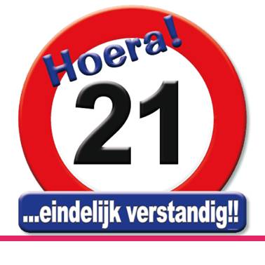 HULDESCHILD 21 JAAR VERKEERSBORD