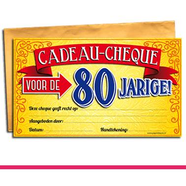 GIFT CHEQUE 80 JAAR