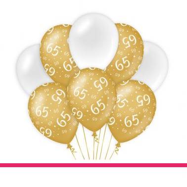 Ballonnen 65 jaar goud wit