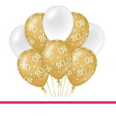 Ballonnen 80 jaar goud wit