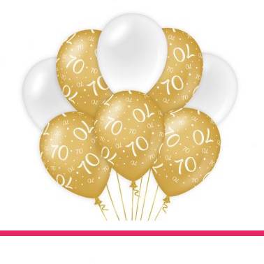 Ballonnen 70 jaar goud wit