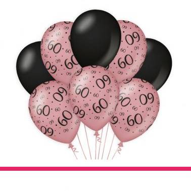 Ballonnen rose en zwart 60