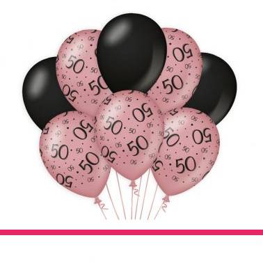 Ballonnen rose en zwart 50